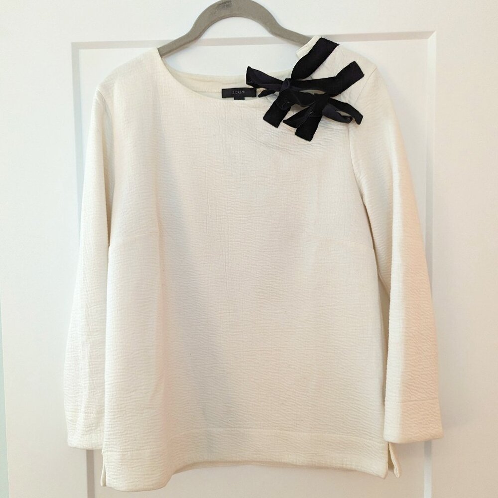 J. Crew Double Bow Sweatshirt in Ivory